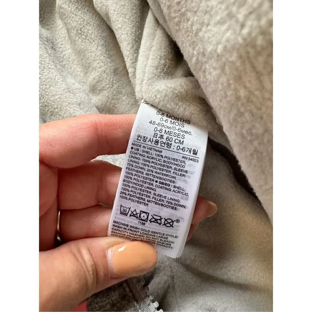 Baby Gap Unisex 0-6MO One Piece Footie Fleece Lined Grey Star Outfit